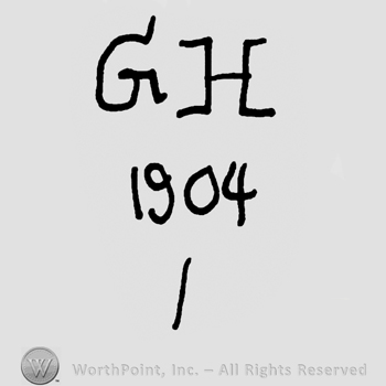 Uppercase GH over number 1904 and a vertical line