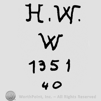 Uppercase H.W. over uppercase W, number 1351 over 40