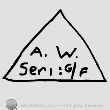 Uppercase A.W. over Seri: number 6 over uppercase F all inside a triangle