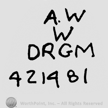 Uppercase A.W. over uppercase W and DRGM, number 421481 written below