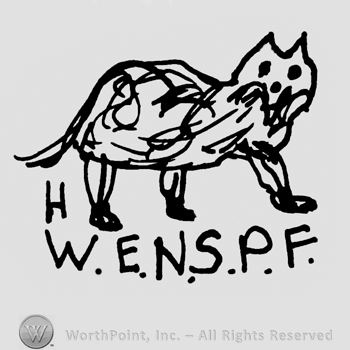 Stylized wolf, uppercase H. W. E. N. S. P. F written below