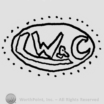 Uppercase LW&C inside an oval with a dotted line around it