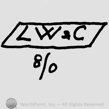 Uppercase LW&C inside a rectangle over number 8/0