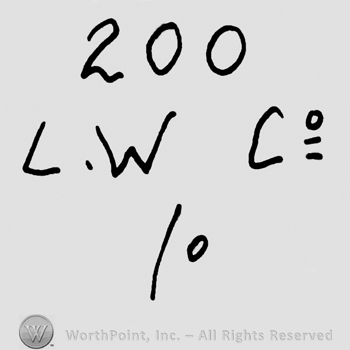 Number 200 over uppercase L.W. Co., line over 0 (zero) written below