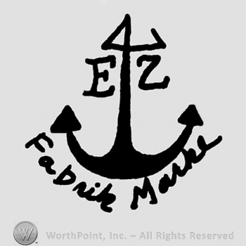 Anchor with uppercase EZ and Fabrik Marke written below with lowercase letters