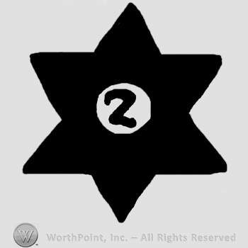 Star with six corners, number 2 written in the center