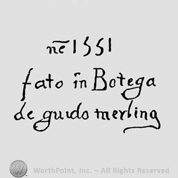 ,,Ne 1551 Fato in Botega, De Guido Tnerling" written on three lines.