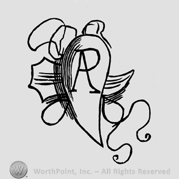 A spinder with letters AR written on it, over a shuttle and a curly thread.