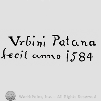 ,,Vrbini Patana fecit anno 1584'' written.