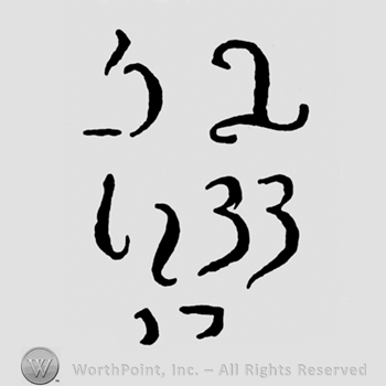 52 written or stylized letters GL written with upside-down G.