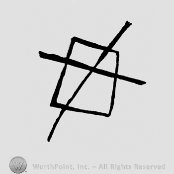 A cross or an letter X written over a rectangular shape