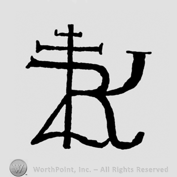 Monogram made from a cross or a stylized Tand  letters R  L