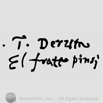 T. Deruta written above El Frateo Pinsi