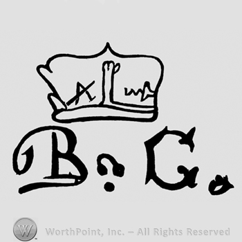 Letters BG written with an image of a crown above