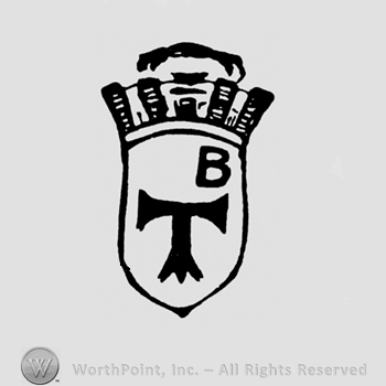 Misaligned letters TB written on a crowned shield.