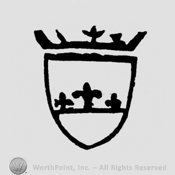 Crowned shield, with three fleur-de-lys on it