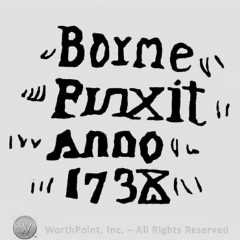 BORNE  PINXIT  ANNO 1738 written on four lines.