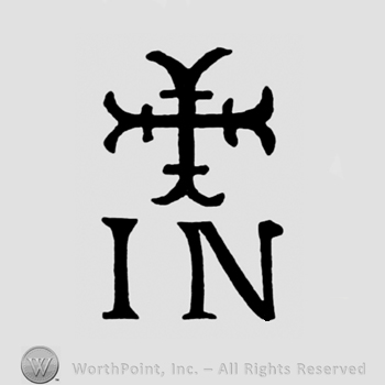 Image of a cross above letters IN.
