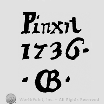 Pinxit 1736 written above monogram of letters CB.