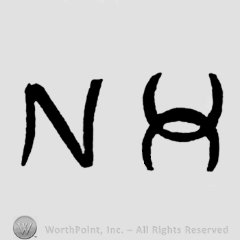 Letter N  followed by monogram of a double C.