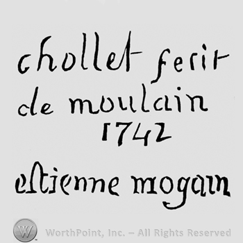 Chollet Ferit De Moulain 1742, Enienne Mogan, written