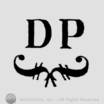 Letters DP written above a symbol like a ribbon