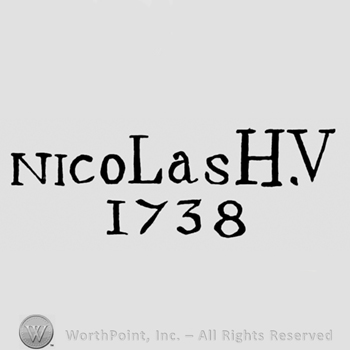Nicolas H.V written above 1738