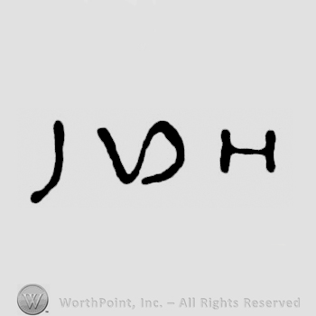 Letter J followed by joined letters VD next to letter H