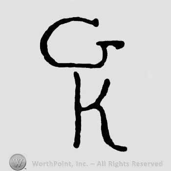 Letters GK written misaligned
