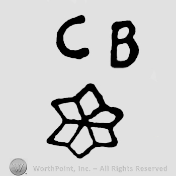 Letters CB written with image of a flower below