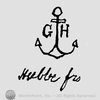 Letterd GH written with an anchor between, above the words Mulbe frs written