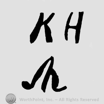 Letters KH written above letter M