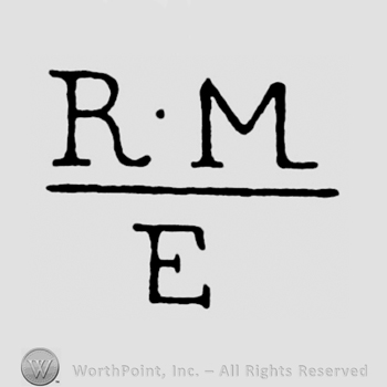 Letters RM written underlined with a pellet between, above letter E