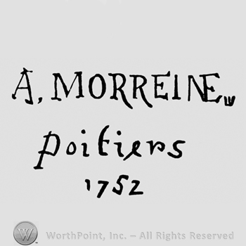 A MORREINE written above Poitiers and year 1752 written below