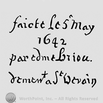 Faiete le 5 May 1642 written above  Par Edme Briou; Vement a St Verain written below