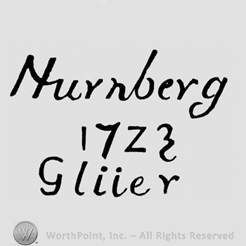 Nurmberg written above 1723, Gluer written below