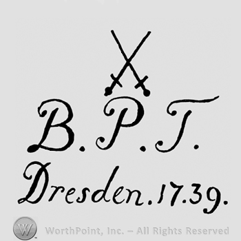 Two crossed swords above BPT  Dresden 1739