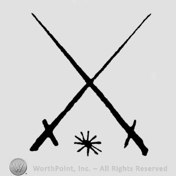two crossed swords and a mullet above