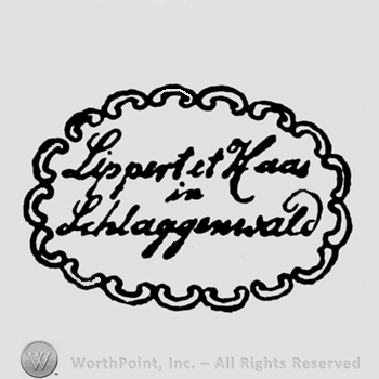 Lippert & Haas written above in Schlaggenwald inside of a a curly frame