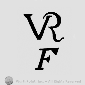 Joined letters VR written above letter F