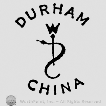 Durham capital written above, China capital written below. Snake over a crowned stick in the middle