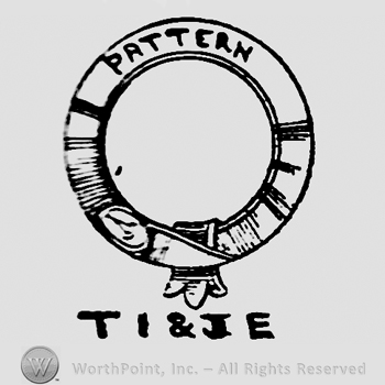 Garter mark. Pattern written on the border. T I  & J E written beneath