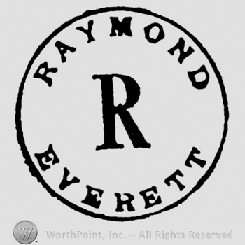Writings on circular panel: Raymond above, large capital initial R in the centre, Everett below