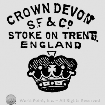 Crown Devon  curved written above. S.F. & Co Stoke on Trent England written beneath on three rows. Crown below