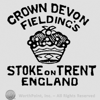 Crown Devon Fieldings curved written on two rows above crown. Stoke on Trent England written below on two rows