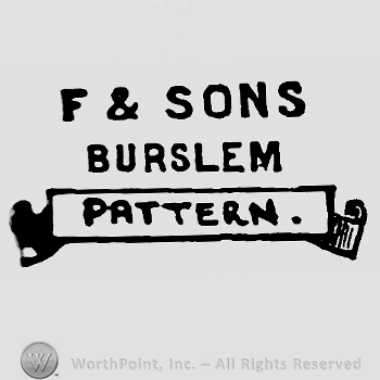 F & Sons Burslem written on two rows above ribbon with inscription Pattern