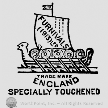 Furnivals (1913) Ltd written on the sail of a boat. Trade Mark England Specially Touchened written below