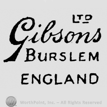 Stylish italic writing on top: Gibsons Ltd. Burslem England capital written below, on two rows