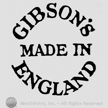 Gibson's curved written above, Made in written in the centre, England curved written below, forming a circle