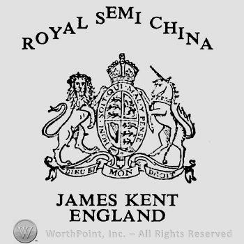 Crown above shield with diagonal frame containing inscription: J. Kent. Longton written beneath